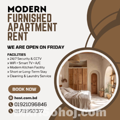 Furnished 2-Bedroom Apartment Rent in Bashundhara R/A